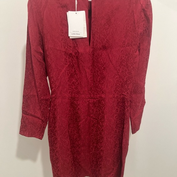 & Other Stories Womens Dress Jacquard Snake Print Dark Pink Twist Knot 4 - Picture 2 of 6